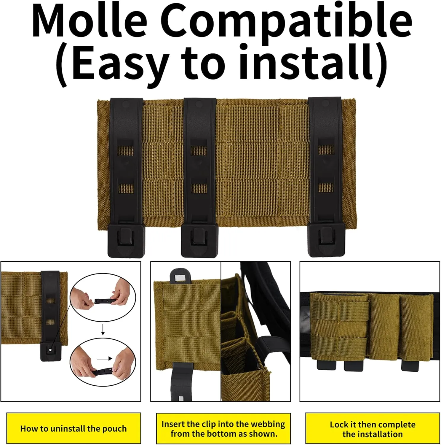 MOLLE-Compatible 5.56 & 9mm Double Magazine Pouch with Quick Release Insert for Tactical Vests, Belts, and Outdoor Shooting Accessories