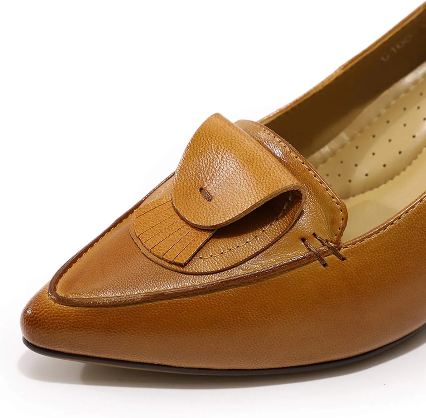 Mona flying Womens Leather Comfortable Pointed Toe Pumps 7cm High Heels Dressy Casual Office Work Shoes for Ladies