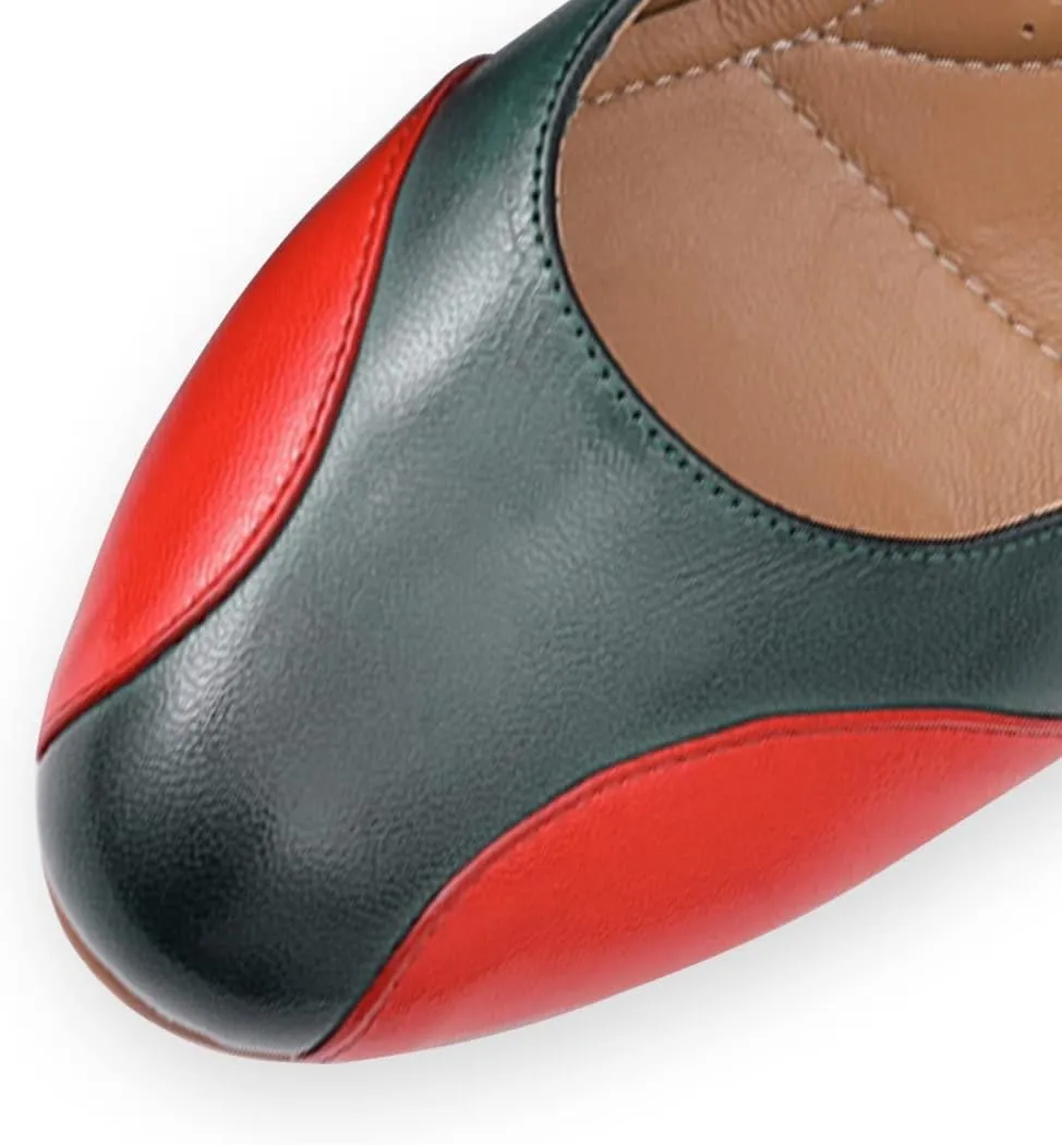 Mona flying Womens Retro Dress Pumps 7cm Chunky Heel Leather Dressy Shoes for Ladies