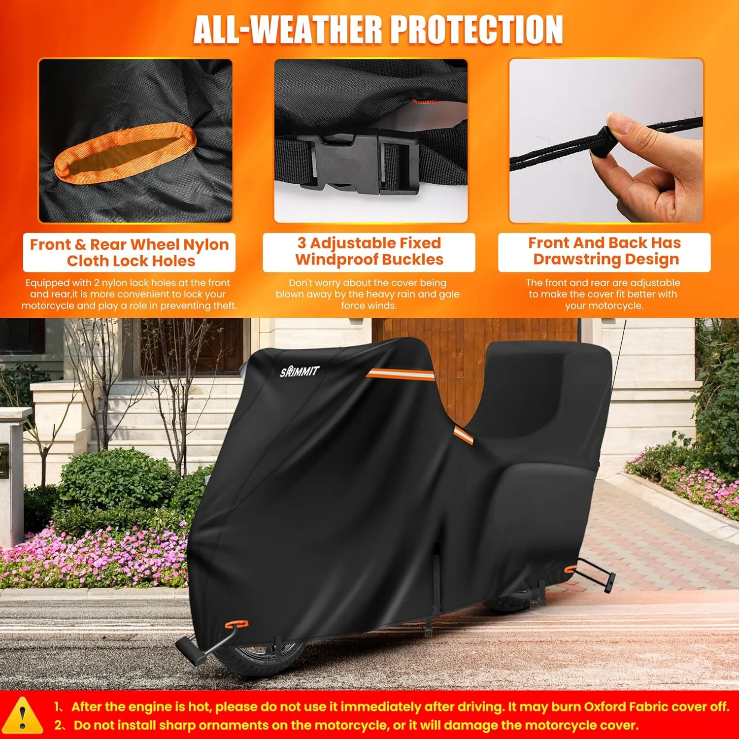 Motorcycle Cover Harley Davidson with Side Top Box,420D Heavy Duty,Nano-Coated,Harley Bike Cover for Gold Wing,Road Master,Road Glide Limited,Touring Models Harley Davidson Ultra Limited