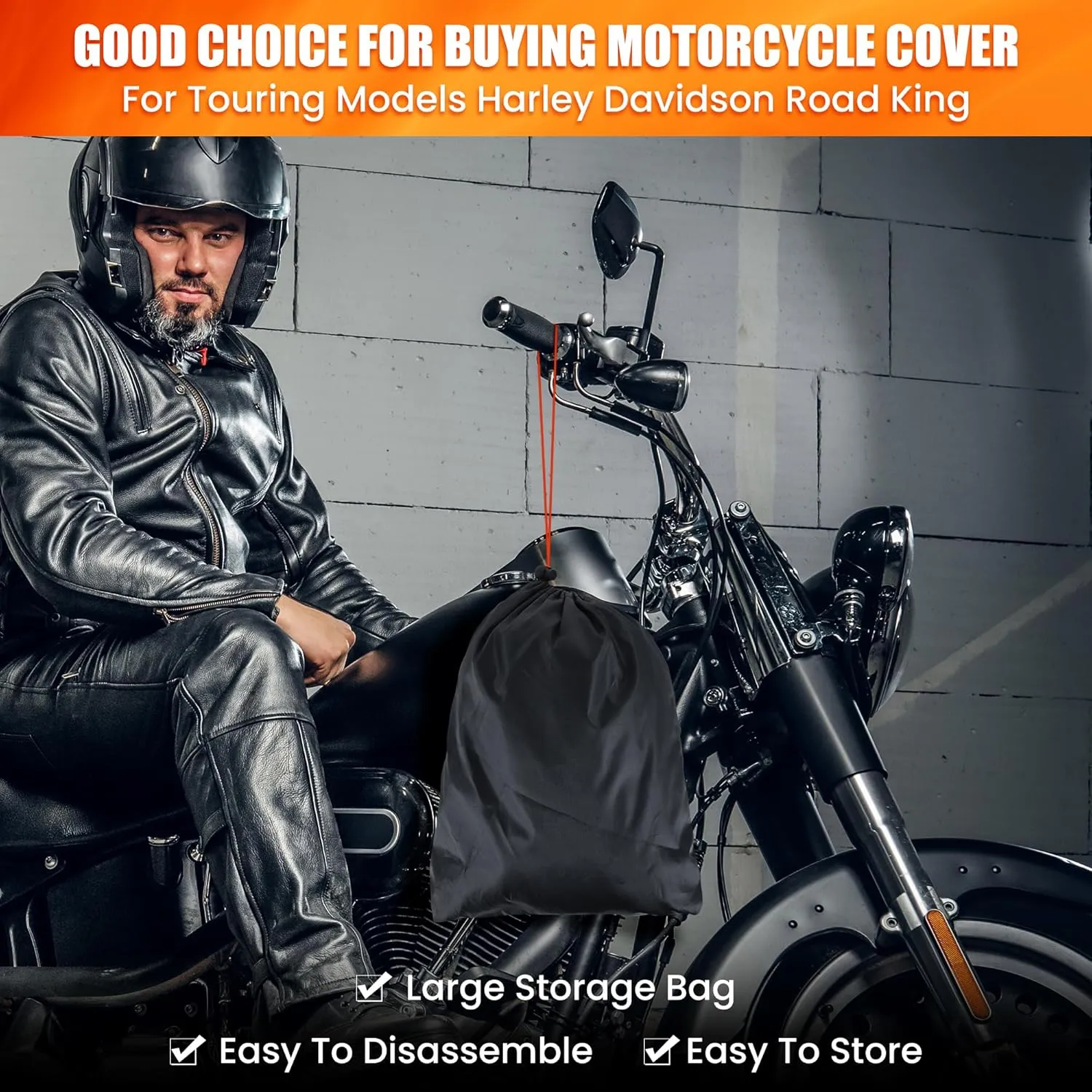 Motorcycle Cover Harley Davidson with Side Top Box,420D Heavy Duty,Nano-Coated,Harley Bike Cover for Gold Wing,Road Master,Road Glide Limited,Touring Models Harley Davidson Ultra Limited