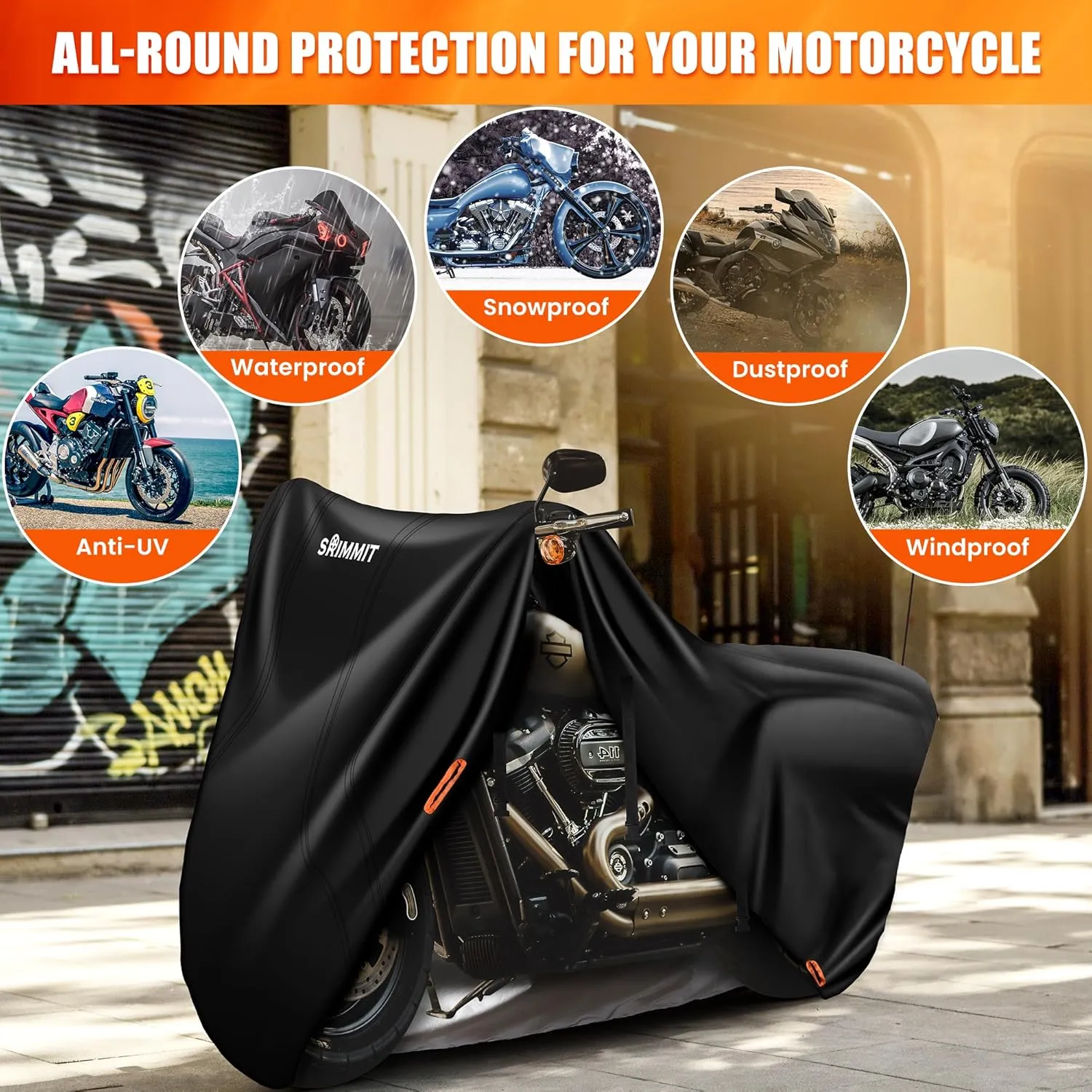 Motorcycle Cover Harley Davidson with Side Top Box,420D Heavy Duty,Nano-Coated,Harley Bike Cover for Gold Wing,Road Master,Road Glide Limited,Touring Models Harley Davidson Ultra Limited