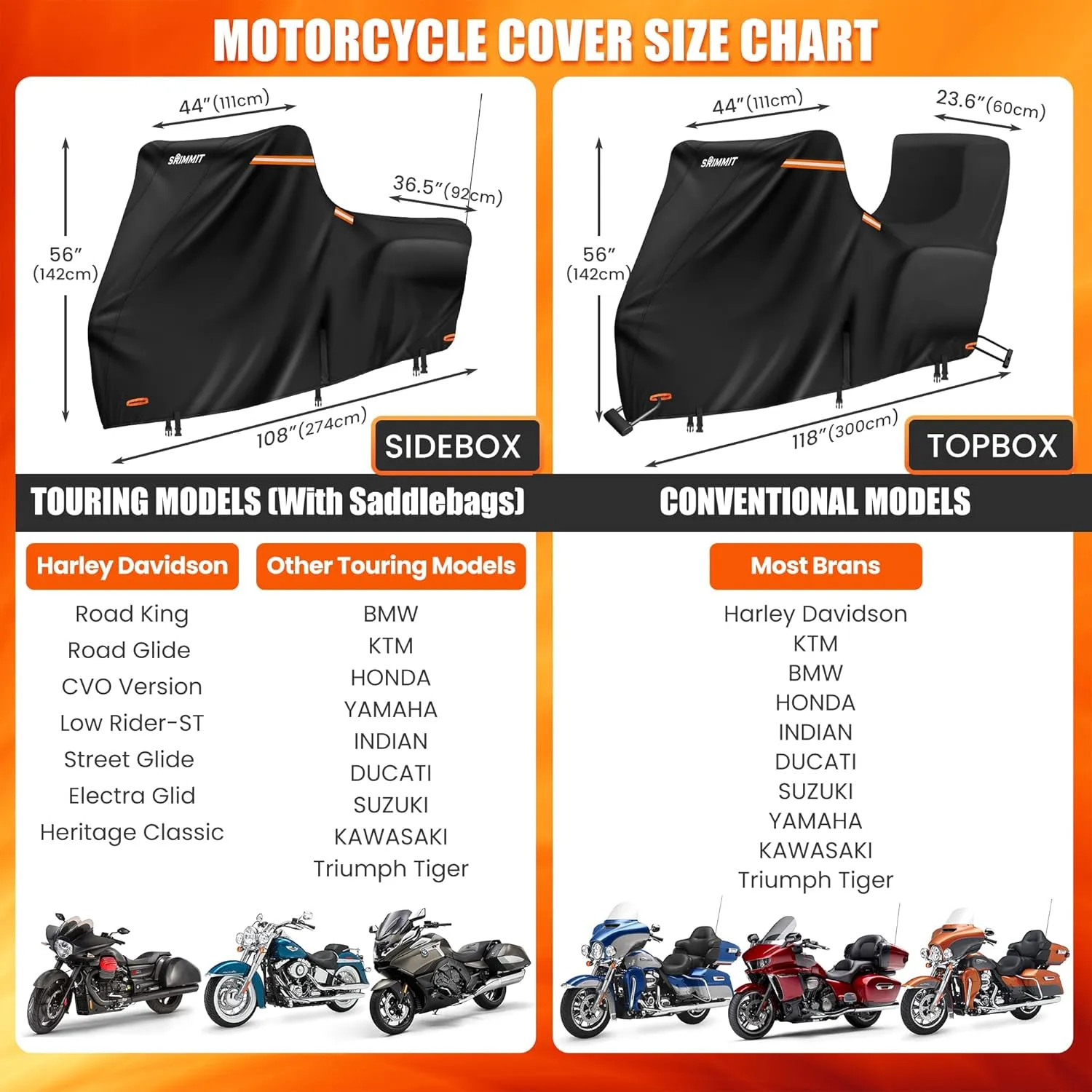 Motorcycle Cover Harley Davidson with Side Top Box,420D Heavy Duty,Nano-Coated,Harley Bike Cover for Gold Wing,Road Master,Road Glide Limited,Touring Models Harley Davidson Ultra Limited