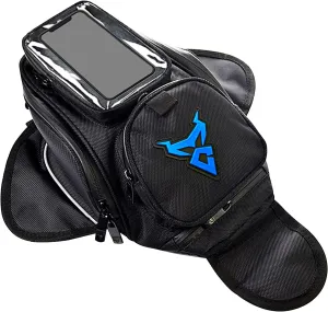 Motorcycle Oil Fuel Tank Bag with Clear Pouch 4 Liters Small Waterproof Motorbike Gear Bag Sealed Zipper for Commute Trip Blue