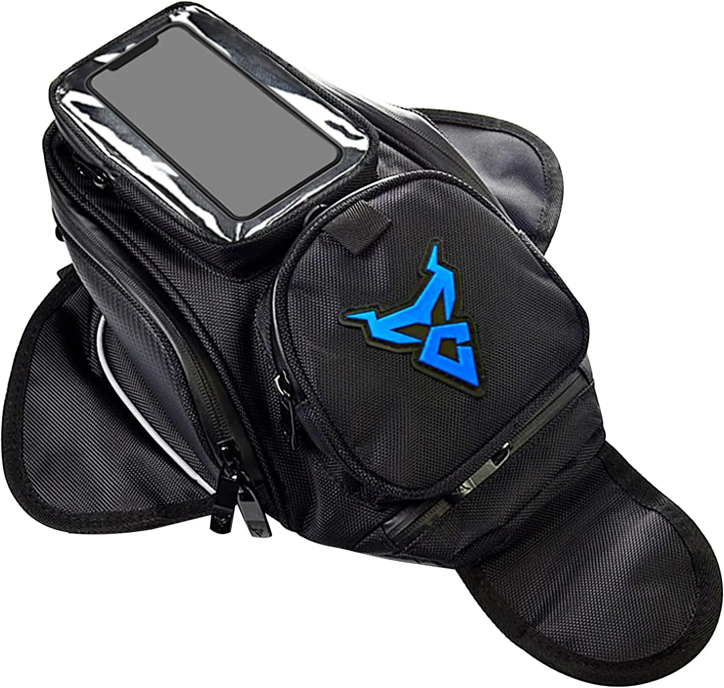 Motorcycle Oil Fuel Tank Bag with Clear Pouch 4 Liters Small Waterproof Motorbike Gear Bag Sealed Zipper for Commute Trip Blue