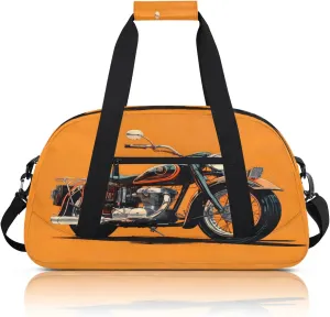 Motorcycle Theme Small Gym Bag 18 inch Carry On Duffel Bag for Weekender Travel Sports Workout Yoga Gymnastics Dance Ballet