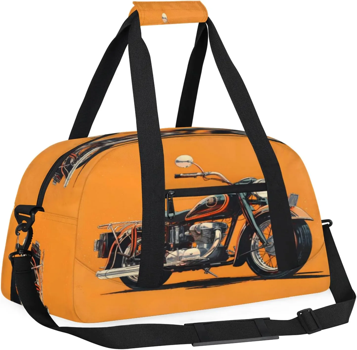 Motorcycle Theme Small Gym Bag 18 inch Carry On Duffel Bag for Weekender Travel Sports Workout Yoga Gymnastics Dance Ballet