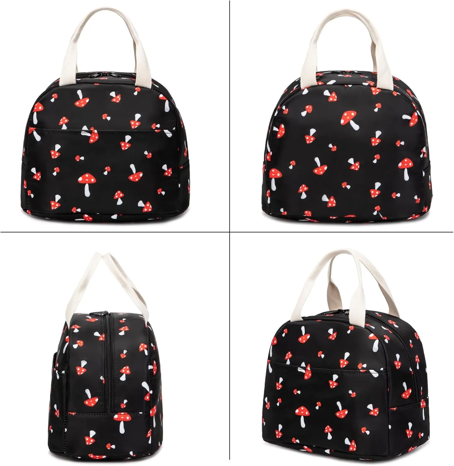 Mushroom Insulated Lunch Bag for Women Grils, Reusable Tote Lunch Box for Work School Picnic Travel