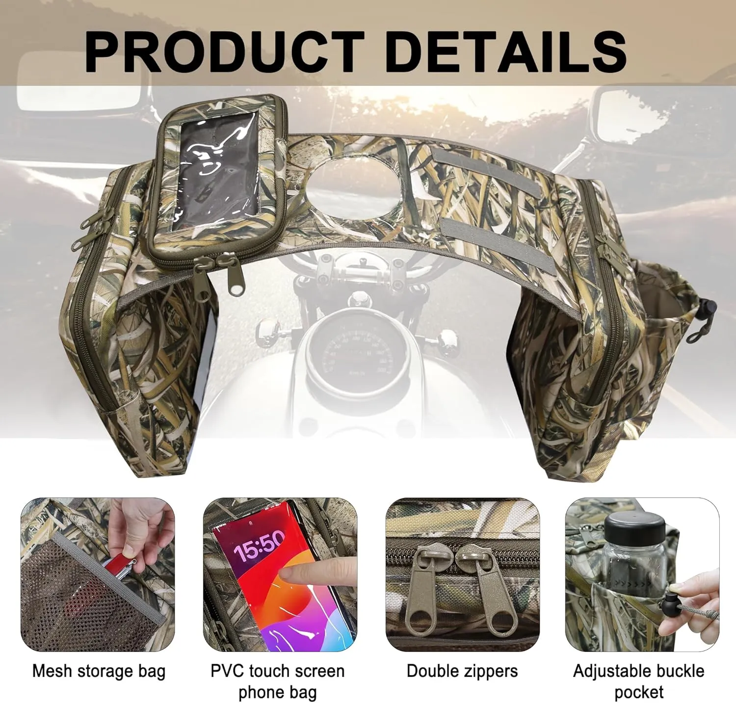 MYDAYS ATV Saddle Bag,Cargo Tank Storage Luggage for ATV UTV Snowmobile Motorcycle (Camo2)