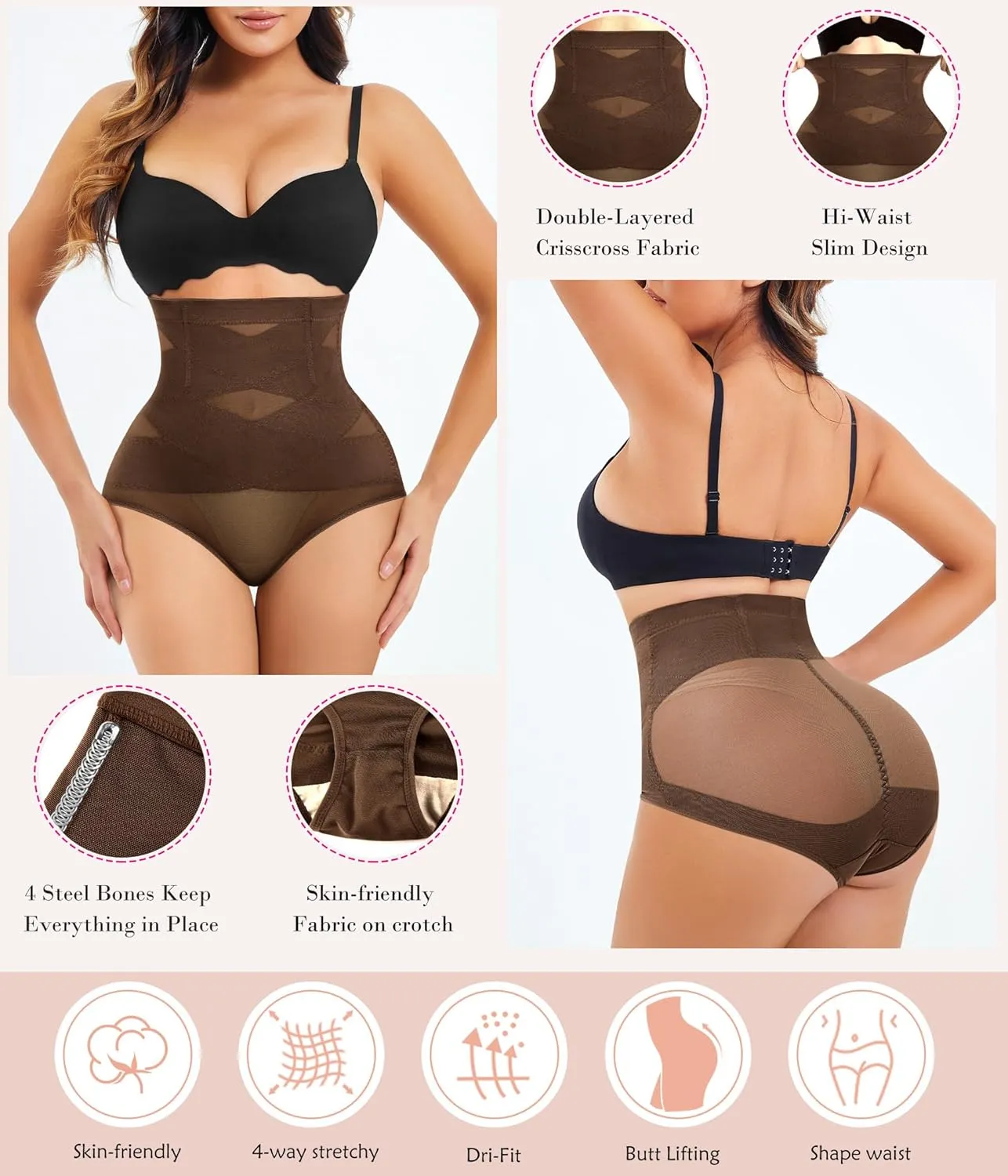 Nebility Womens' Tummy Control High Waist Trainer Body Shaper