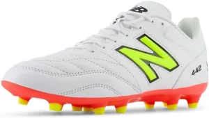 New Balance Men's 442 Team FG V2 Soccer Shoe, White/Energy Red/Hi-Lite, 12