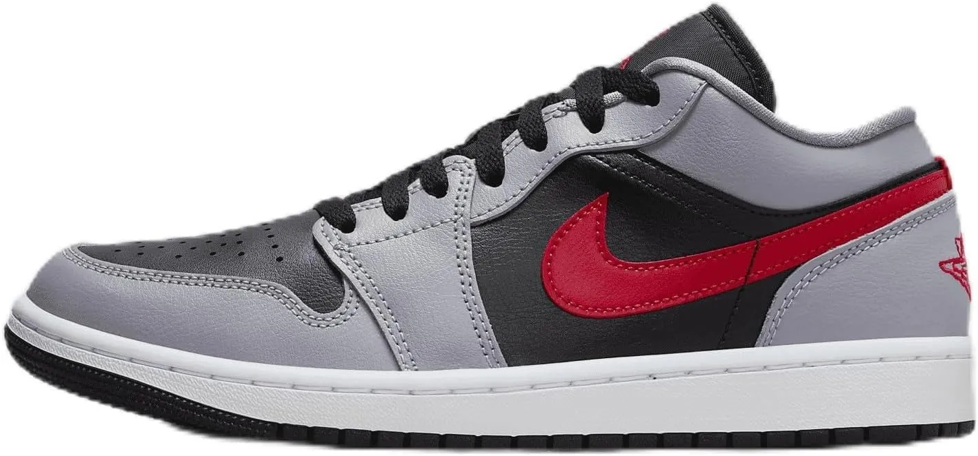 NIKE Air Jordan 1 Low Women's Shoes (FZ4183-002, Cement Grey/Black/White/Fire Red) Size 5