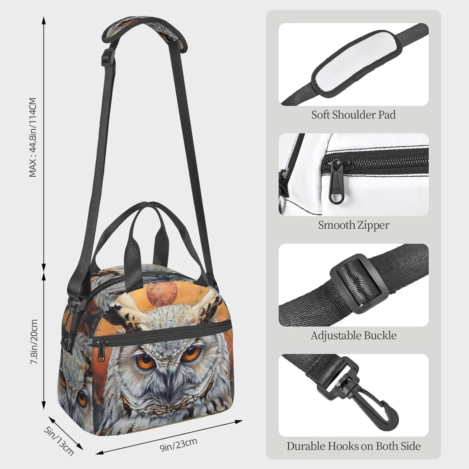 Owl Beliefs Reusable Insulated Lunch Bag Lunch Box For Women Men Perfect For Daily Commute Travel
