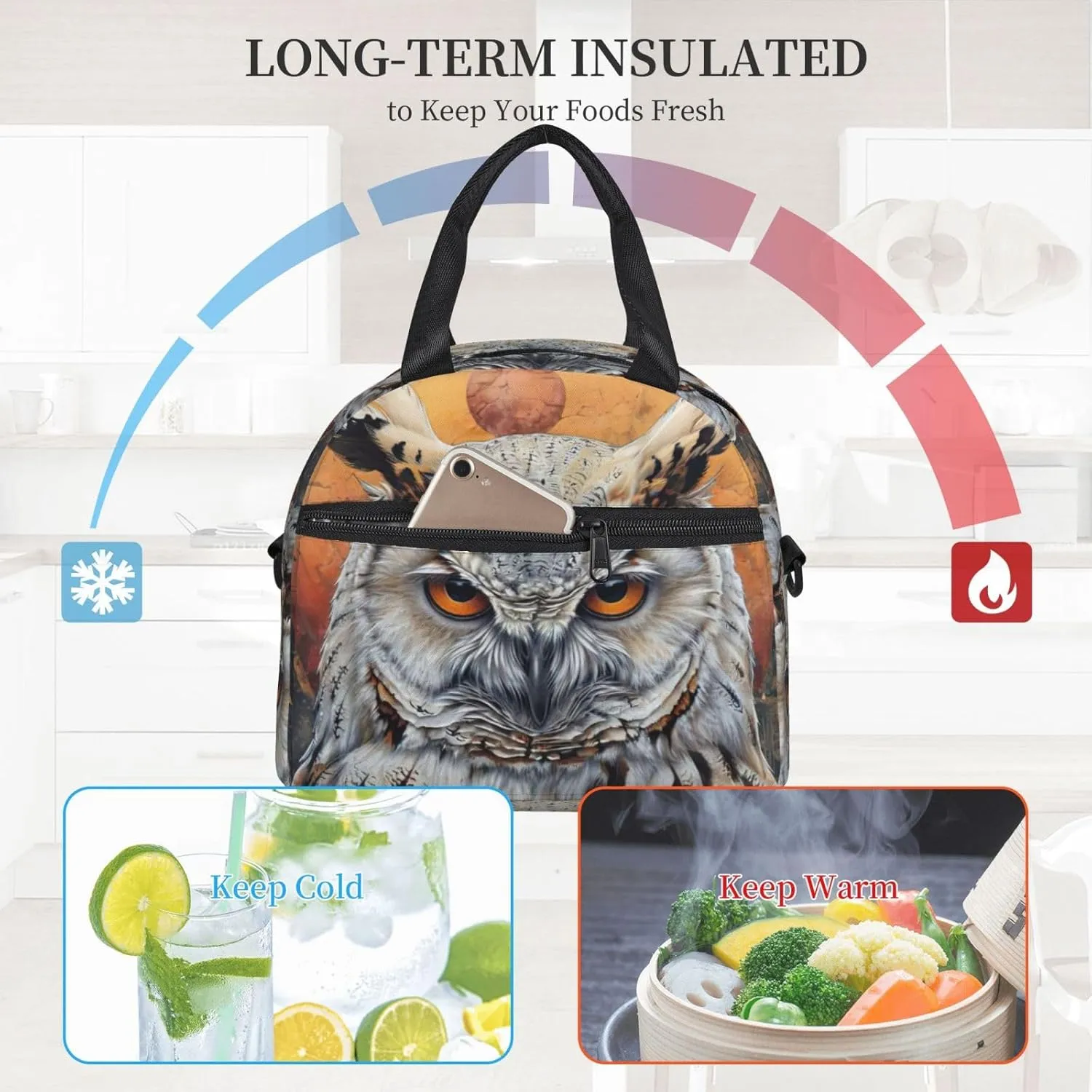 Owl Beliefs Reusable Insulated Lunch Bag Lunch Box For Women Men Perfect For Daily Commute Travel