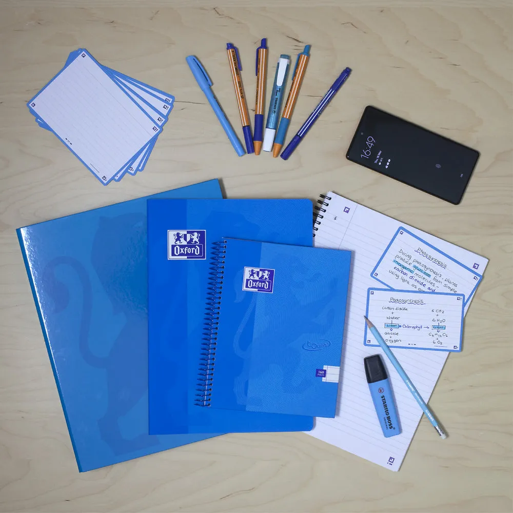 Oxford Touch Aqua A5 Wirebound Hardback Notebook, Ruled with 160 Pages