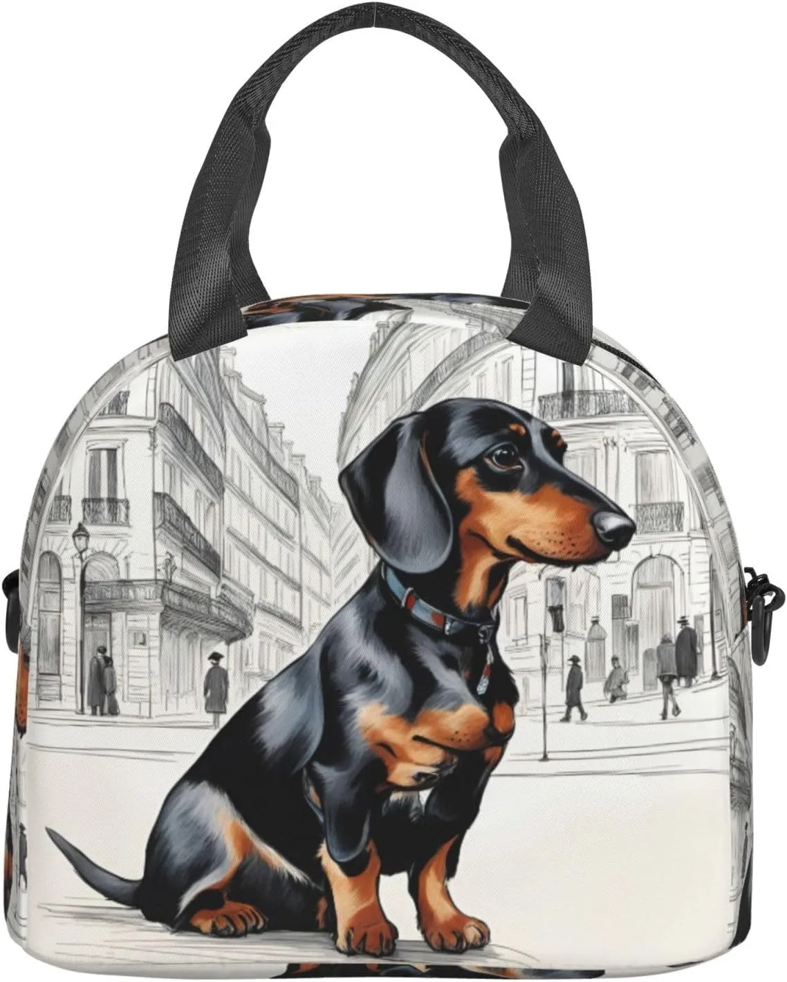 Parisian Dachshund Insulated Lunch Box Lunch Bag For Women Men Adult Size Reusable For Work Travel Outings