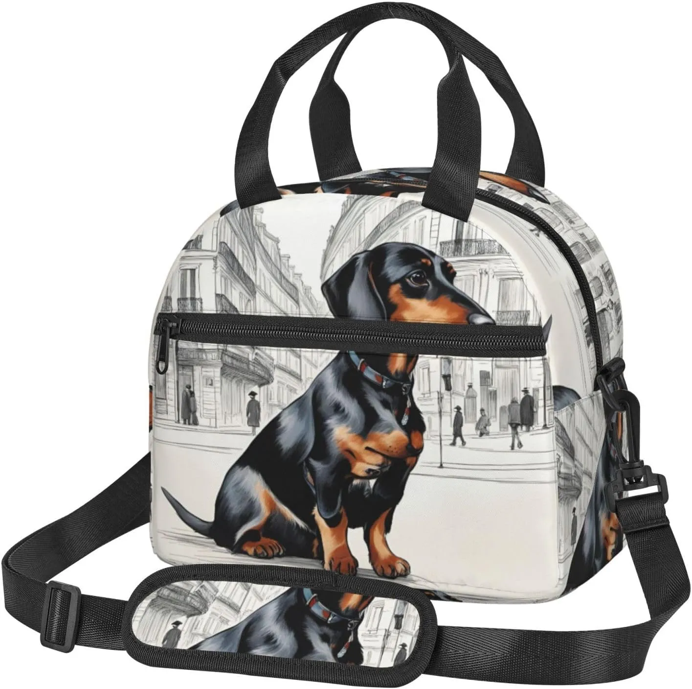 Parisian Dachshund Insulated Lunch Box Lunch Bag For Women Men Adult Size Reusable For Work Travel Outings