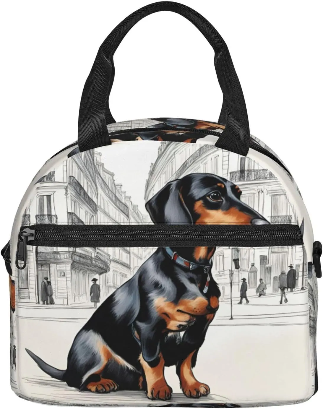 Parisian Dachshund Insulated Lunch Box Lunch Bag For Women Men Adult Size Reusable For Work Travel Outings