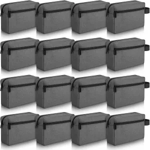 Paterr 16 Pcs Travel Toiletry Bag for Women Men Large Water Resistant Shaving Bag Hanging Cosmetic Bag with Handle and Divider Storage Travel Pouch Case (Dark Gray)