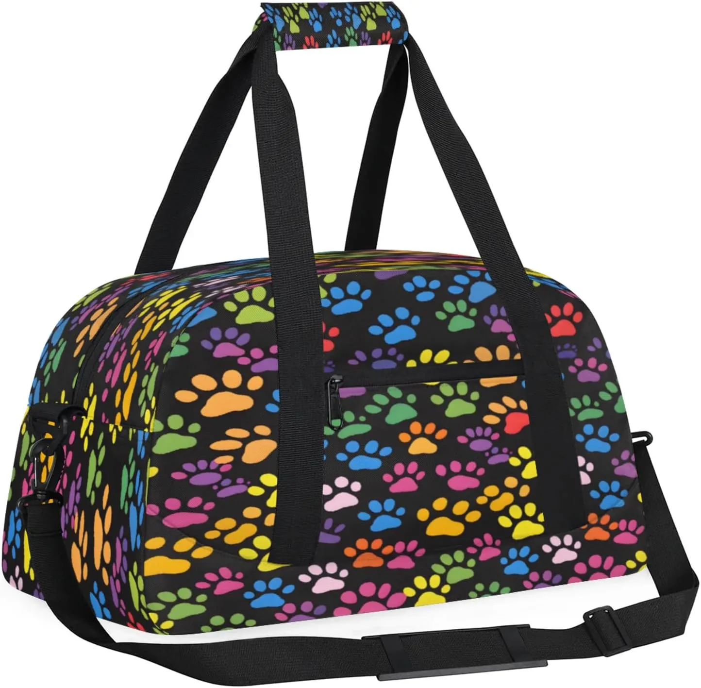 Paw Print Colorful Dog Paw Small Gym Bag 18 inch Carry On Duffel Bag for Weekender Travel Sports Workout Yoga Gymnastics Dance Ballet