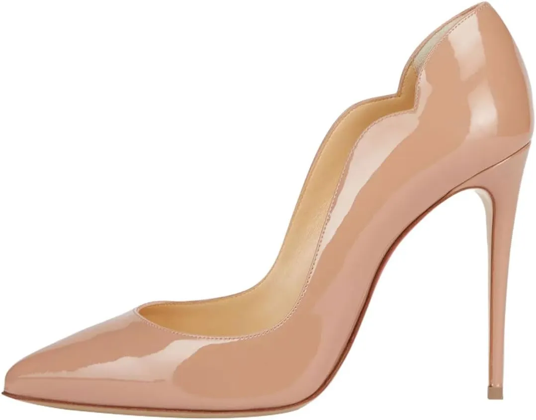 Pazzion Women Chic Sky High Heels Notched Pumps Pointed Toe Stiletto Slip On Formal Event Party Shoes Size 4-16 US