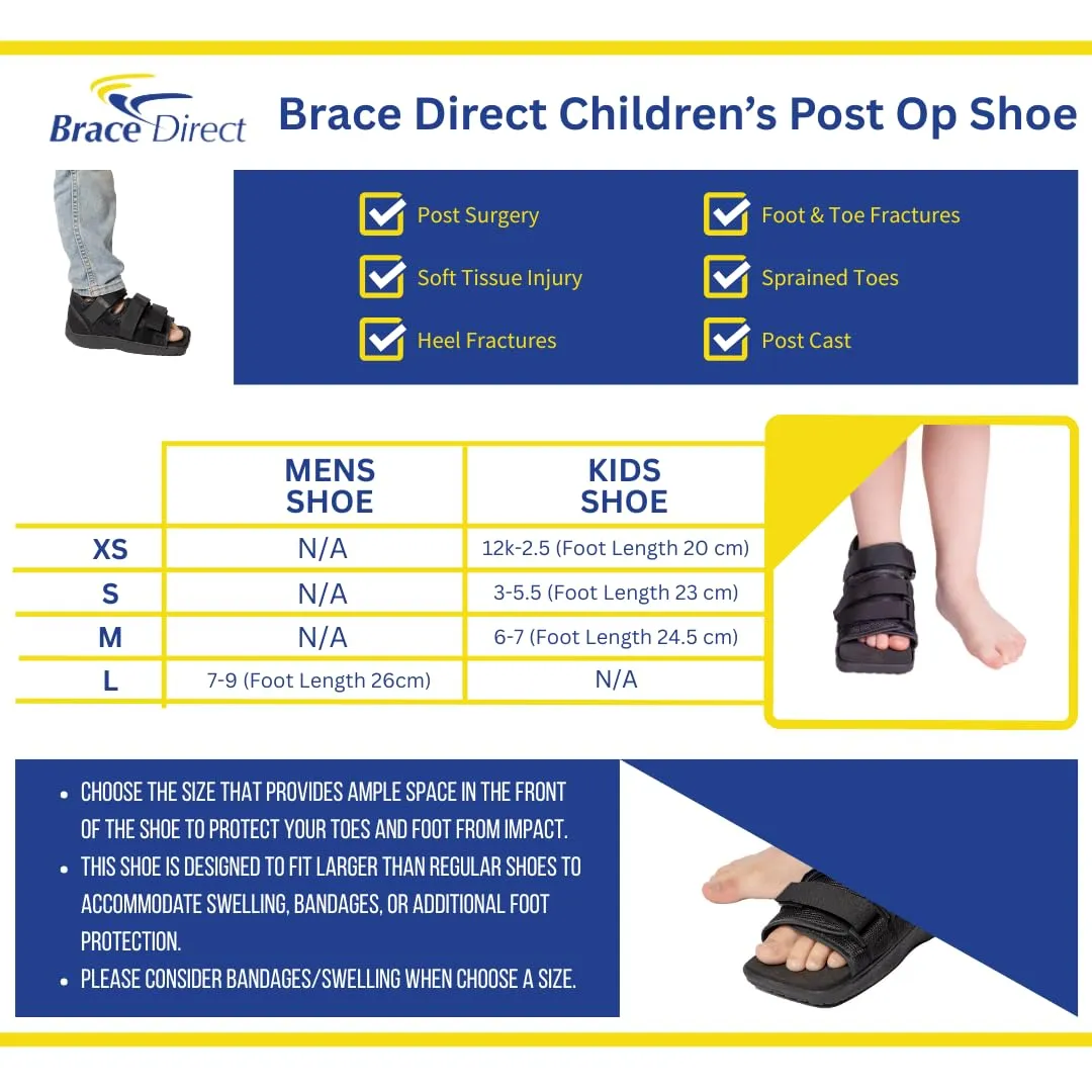 Pediatric Square-Toe Post-Op Shoe – Recovery Support for Broken or Fractured Foot & Toe Surgery, Left/Right Foot, Kids XS (US Shoe 11-1)