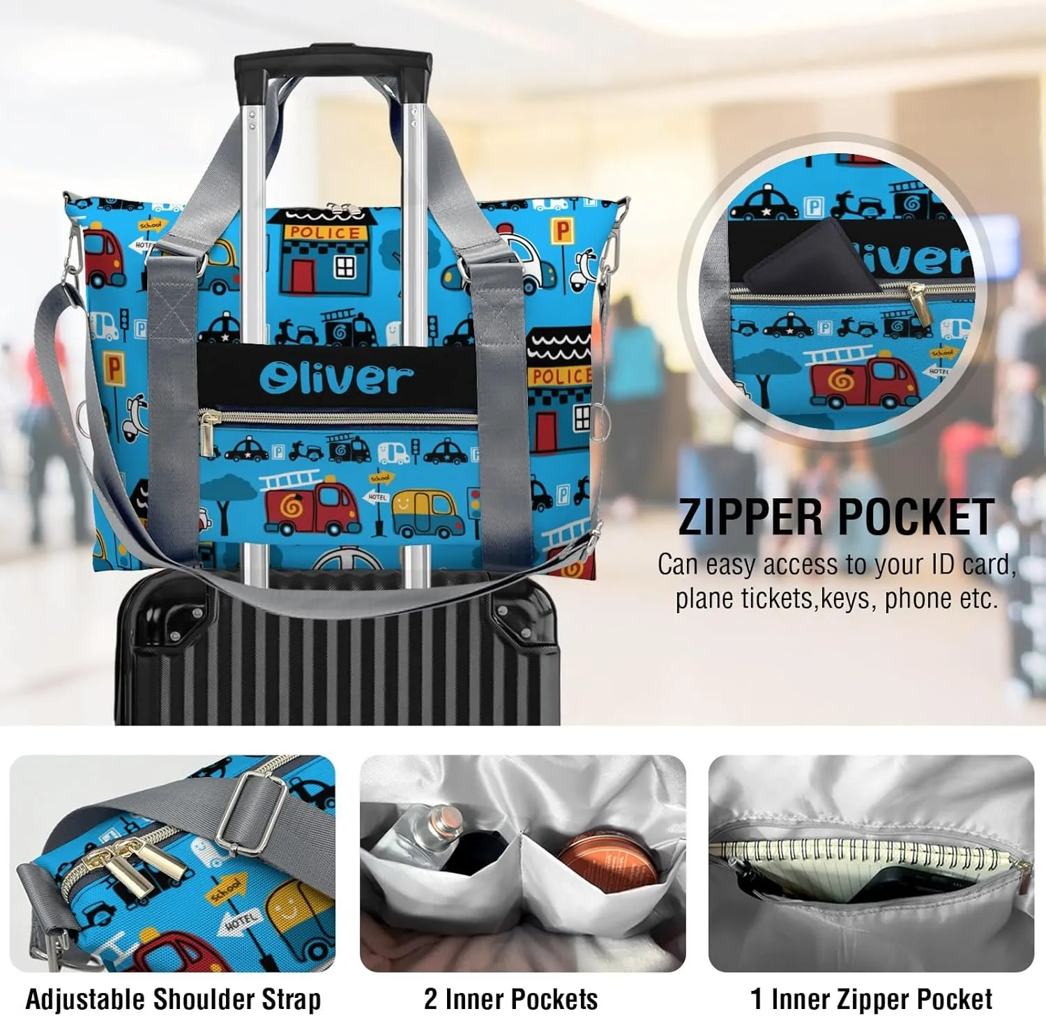 Personalized City House Car Street Lamp Sport Dance Bag,Custom Duffle Bag Gym Bag Customized Travel Duffel Bag with Name or Text