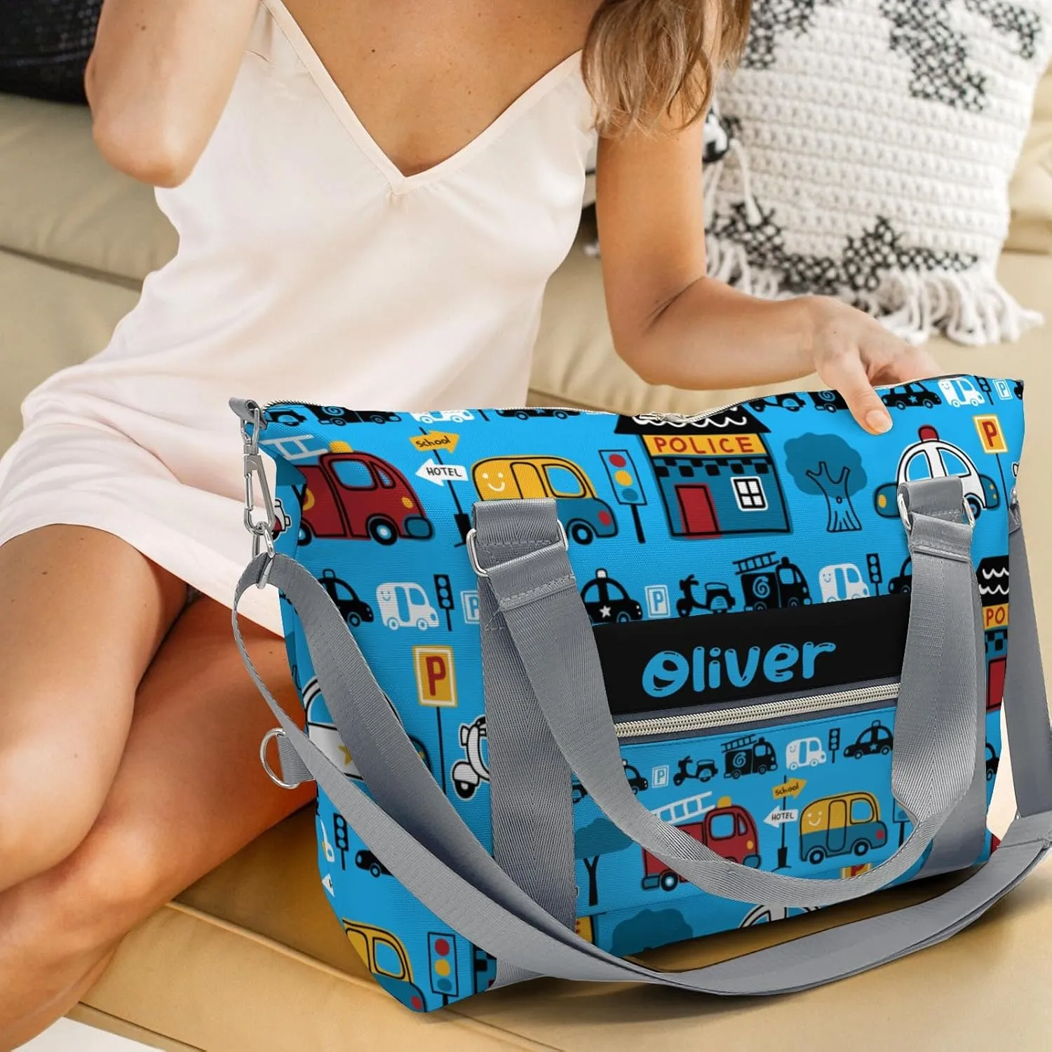 Personalized City House Car Street Lamp Sport Dance Bag,Custom Duffle Bag Gym Bag Customized Travel Duffel Bag with Name or Text