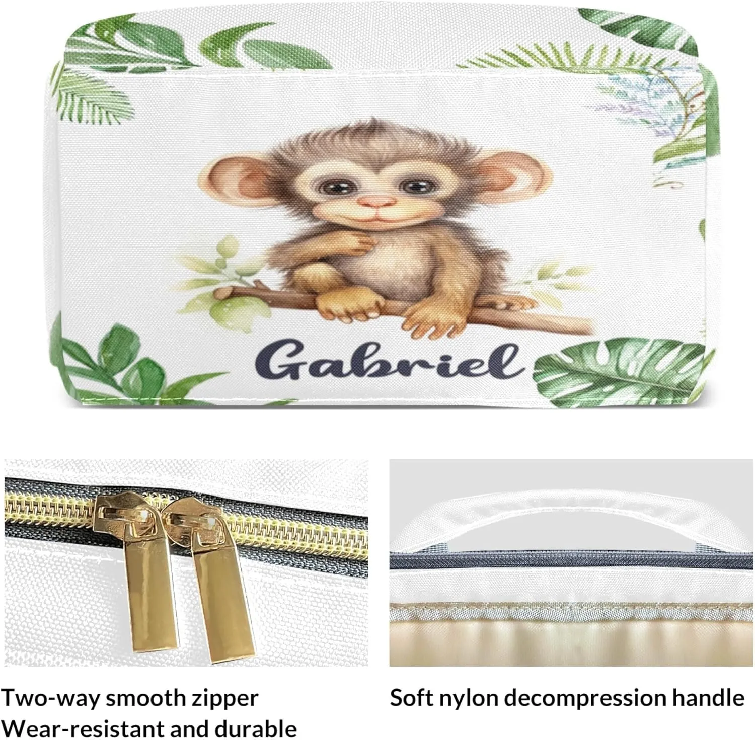 Personalized Diaper Backpack with Name, Custom Monkey Baby Backpack Diaper Bag, Boy Girl Multifunctional Mommy Bag