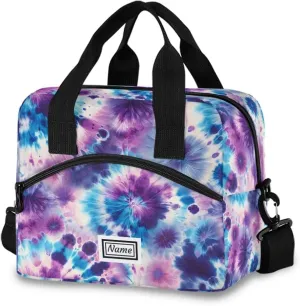 Personalized Insulated Lunch Bag Cooler Tote Bag Box Large for Women Men Bacterial Colony Abstract Name Customized School Work Portable Adjustable Shoulder Strap Pocket