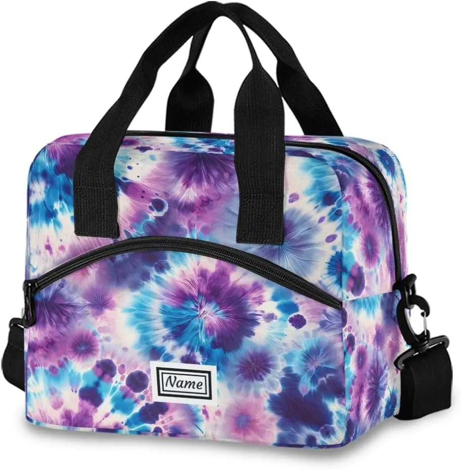 Personalized Insulated Lunch Bag Cooler Tote Bag Box Large for Women Men Bacterial Colony Abstract Name Customized School Work Portable Adjustable Shoulder Strap Pocket