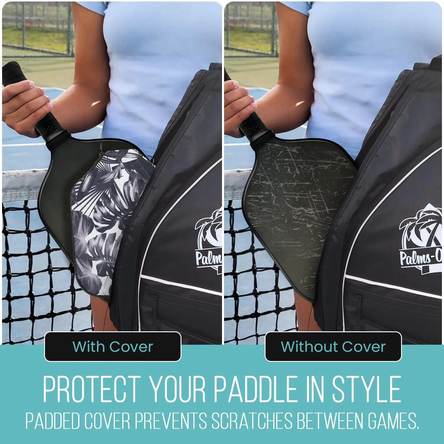 Pickleball Paddle Sleeve | Canvas Cover with Padding and Zipper | Protective Paddle Case for Rackets | Lightweight Pickleball Holder for Storage | Cover Only | Elongated & Standard Size