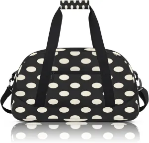 Polka Dot Black White Small Gym Bag 18 inch Carry On Duffel Bag for Weekender Travel Sports Workout Yoga Gymnastics Dance Ballet