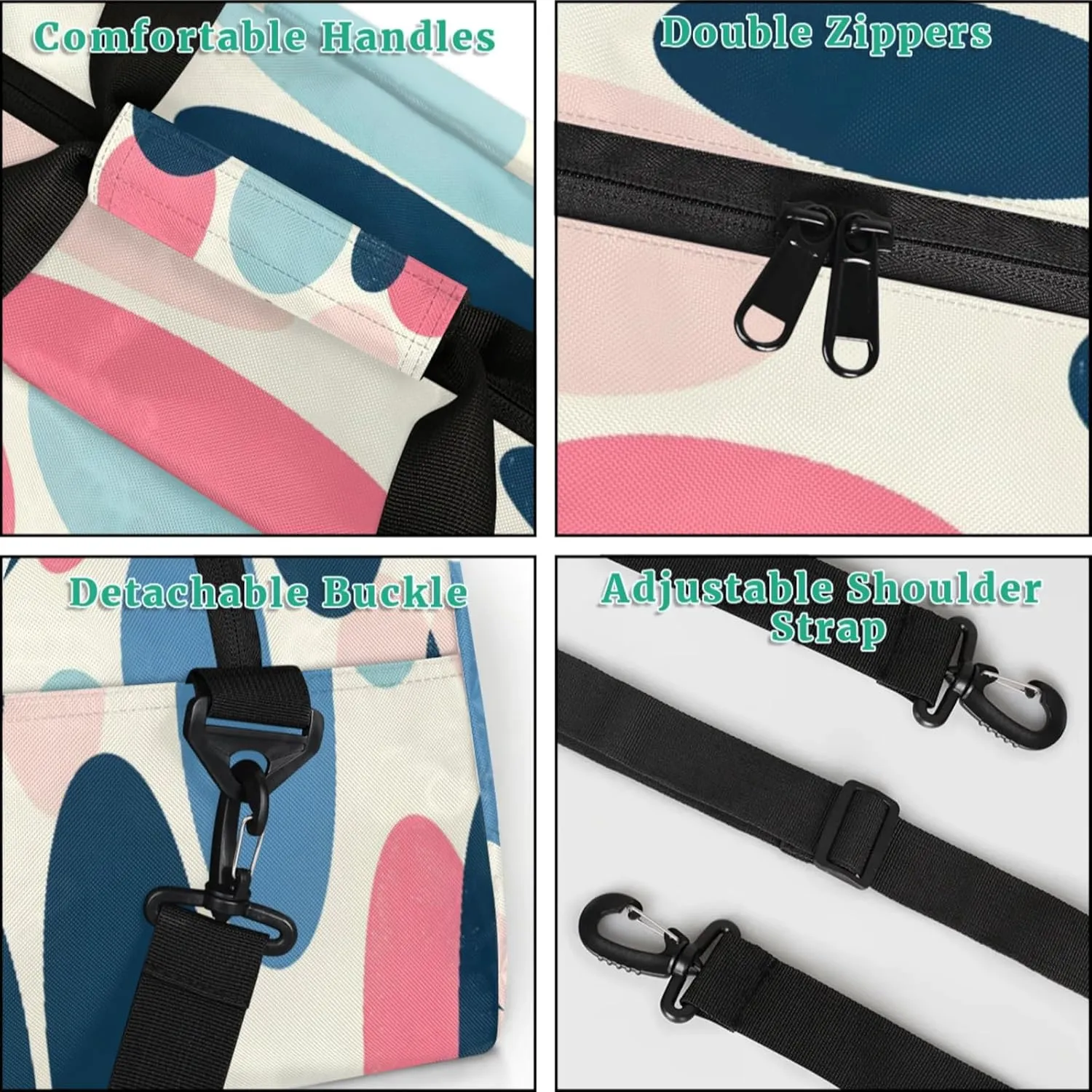 Polka Dots Small Gym Bag for Women Men, Circle Travel Duffle Bag Workout Dance Tote Bag Carry On Overnight Weekender Bag