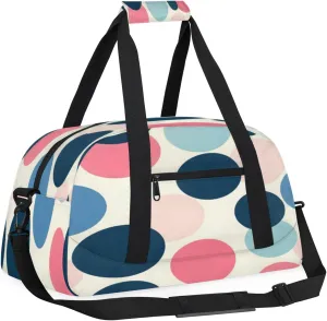Polka Dots Small Gym Bag for Women Men, Circle Travel Duffle Bag Workout Dance Tote Bag Carry On Overnight Weekender Bag