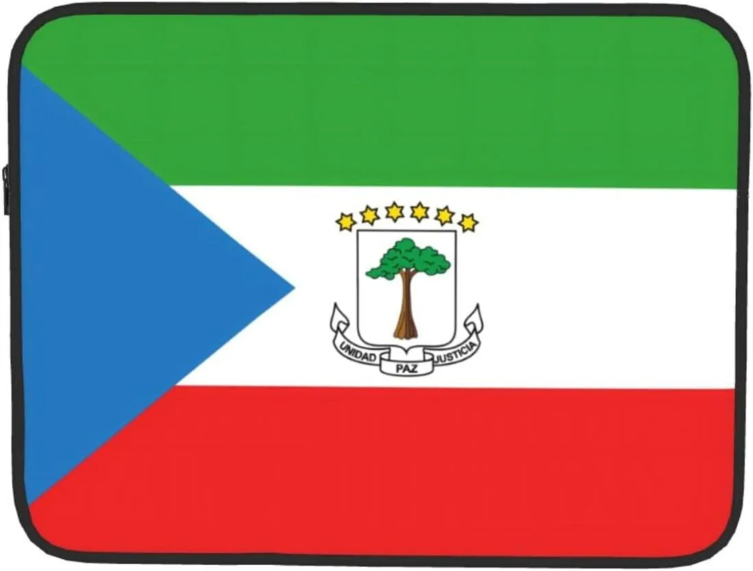 Portable Laptop Sleeve Case, Lightweight Laptop Bag for 17 inch Laptops & Tablets, for Travel, Office, Daily Use - Flag of Equatorial Guinea Print