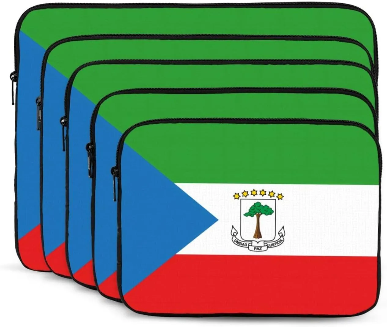 Portable Laptop Sleeve Case, Lightweight Laptop Bag for 17 inch Laptops & Tablets, for Travel, Office, Daily Use - Flag of Equatorial Guinea Print