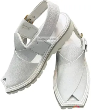 Premium White Peshawari Chappal, Handmade Pure Leather Kaptaan Chappal, Traditional Men's Sandals, Leather Sandals