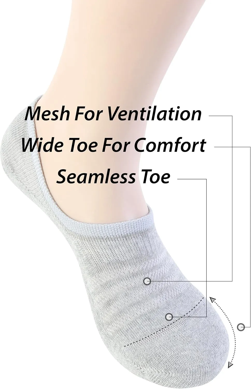 Pro Mountain Seamless Thick No Show Socks For Women Cotton Cushioned Low 6 Pack
