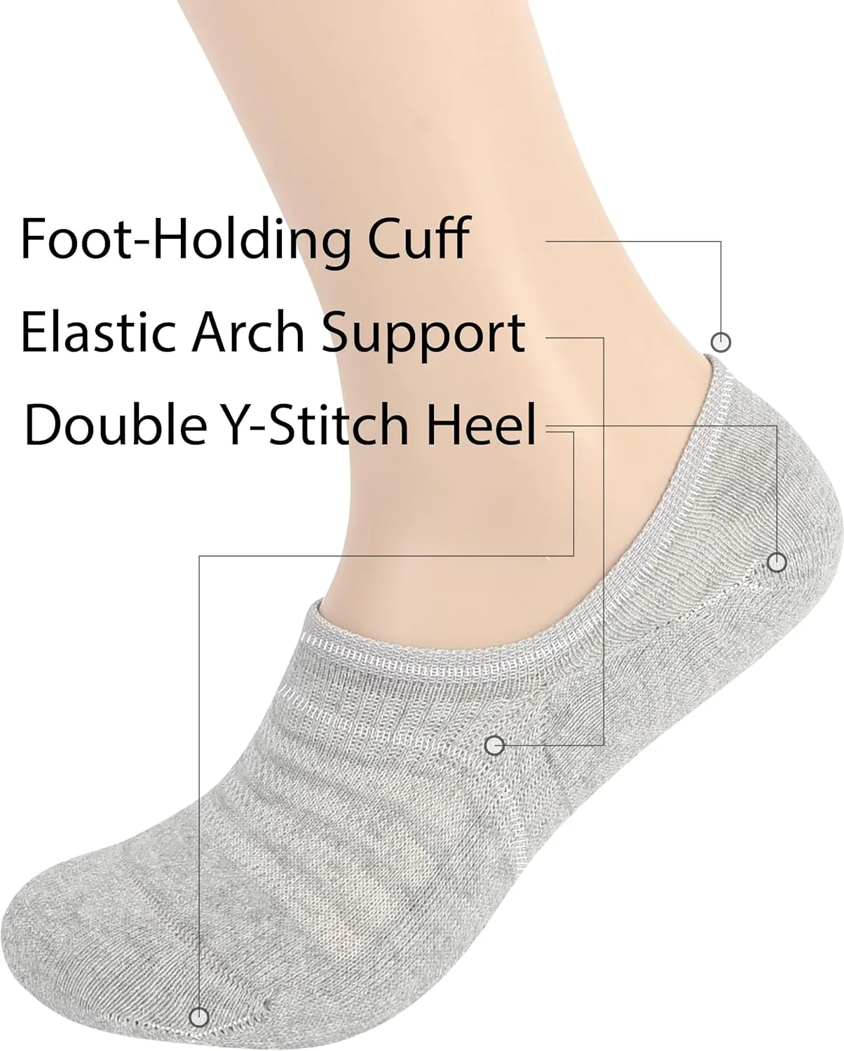 Pro Mountain Seamless Thick No Show Socks For Women Cotton Cushioned Low 6 Pack