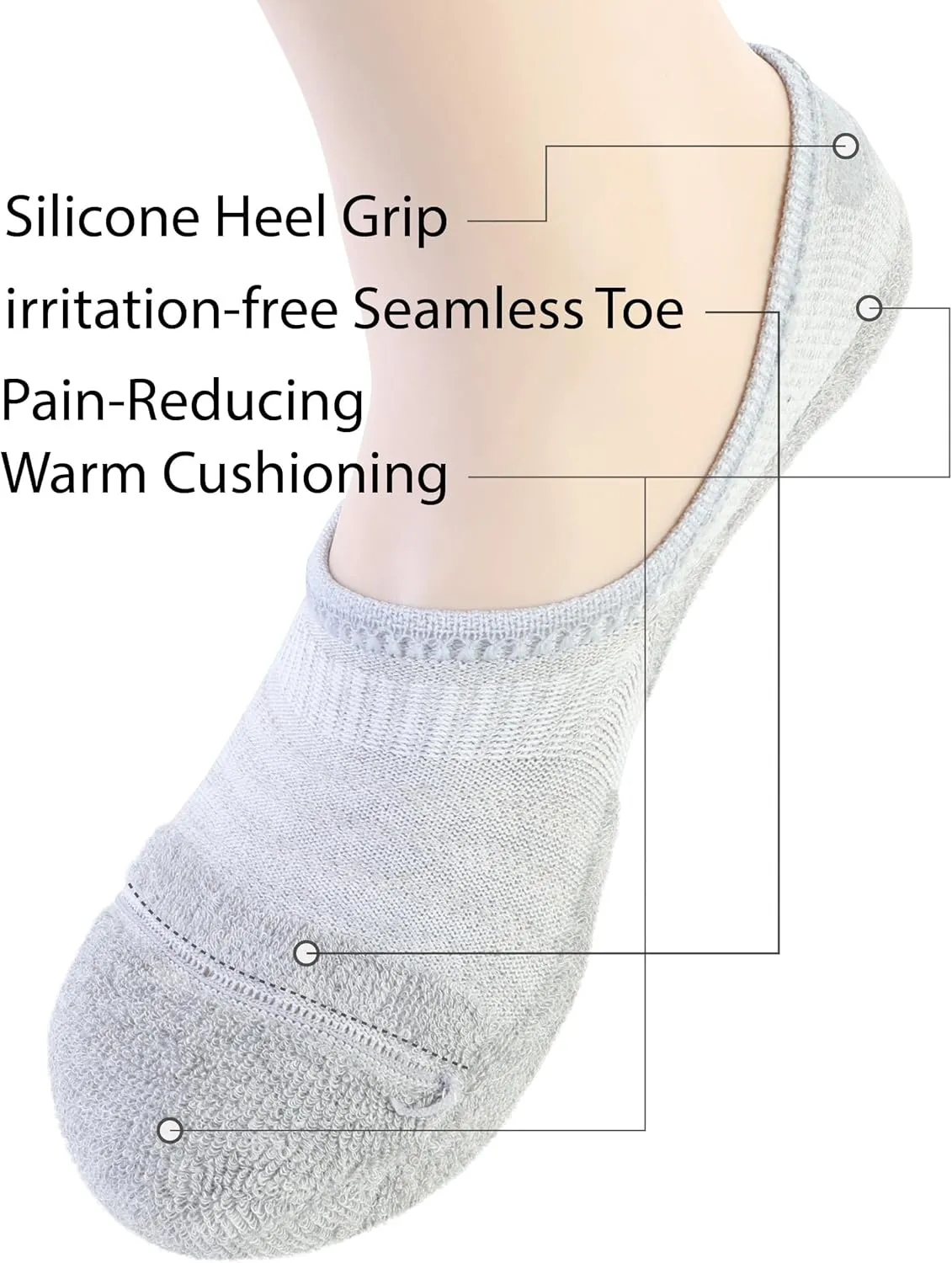 Pro Mountain Seamless Thick No Show Socks For Women Cotton Cushioned Low 6 Pack