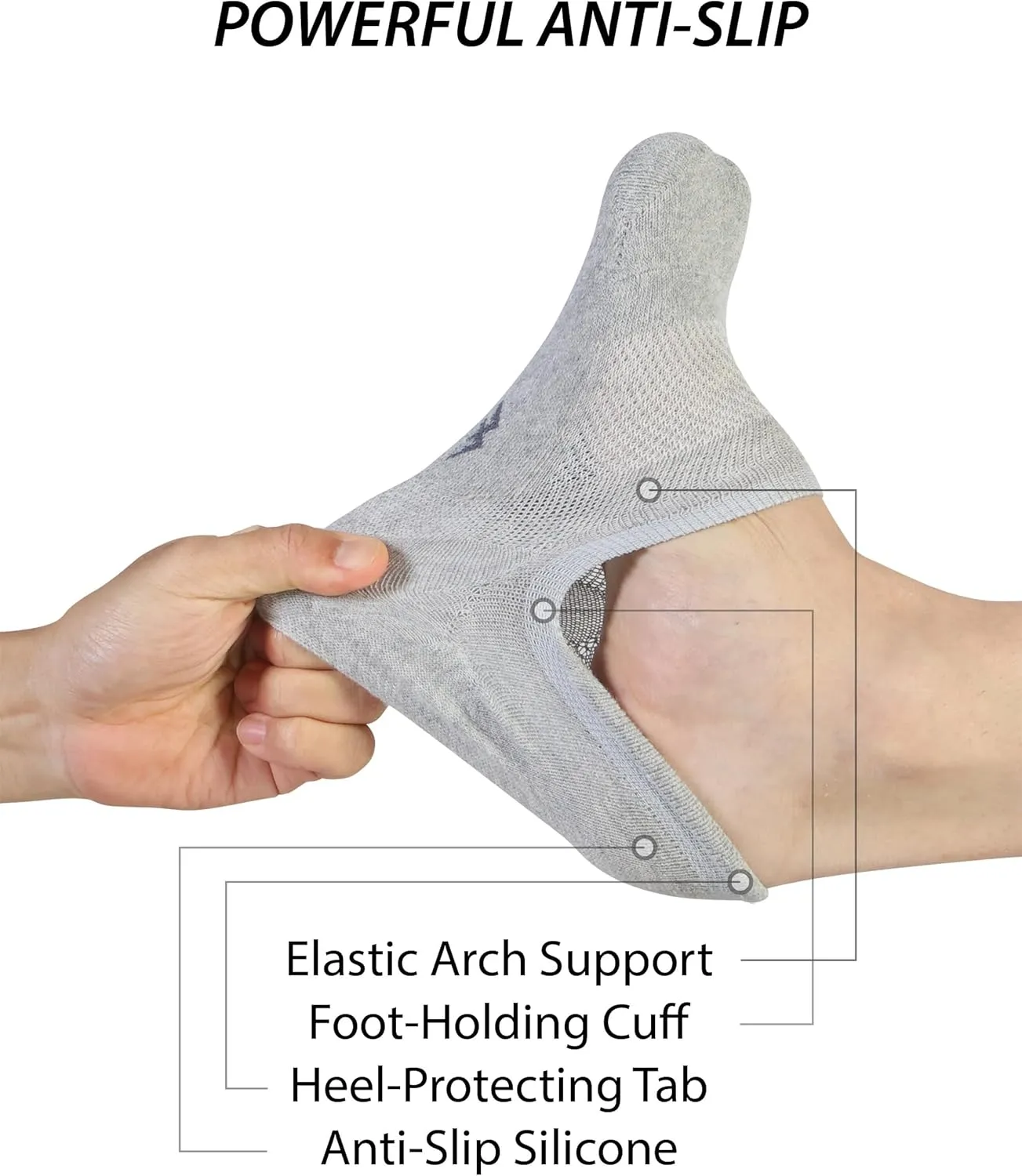 Pro Mountain Wide Toe Box No Show Running Socks For Health Unisex Arch Support Athletic Workout Heel Tab 6 Pack Size S to L