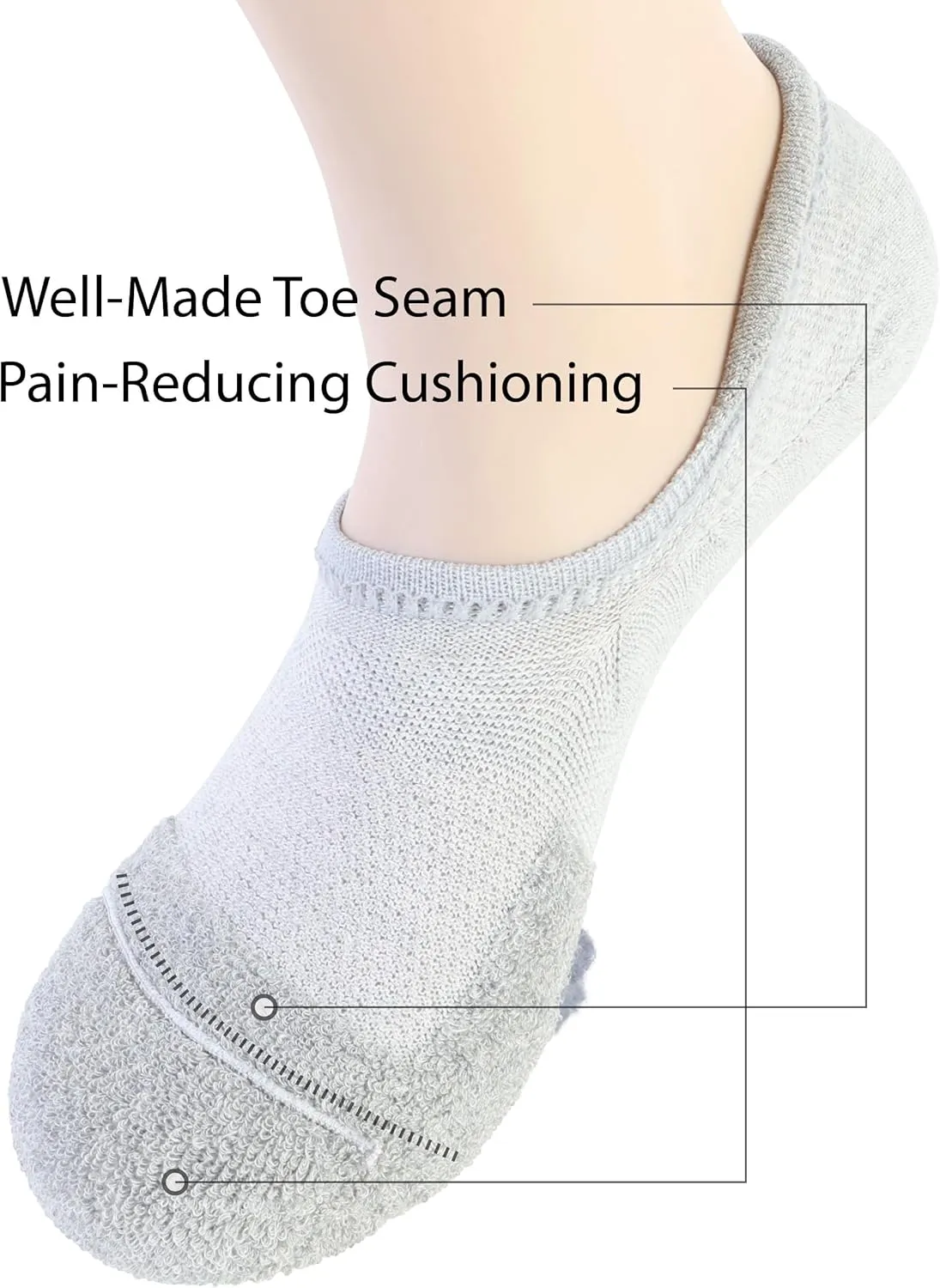 Pro Mountain Wide Toe Box No Show Running Socks For Health Unisex Arch Support Athletic Workout Heel Tab 6 Pack Size S to L