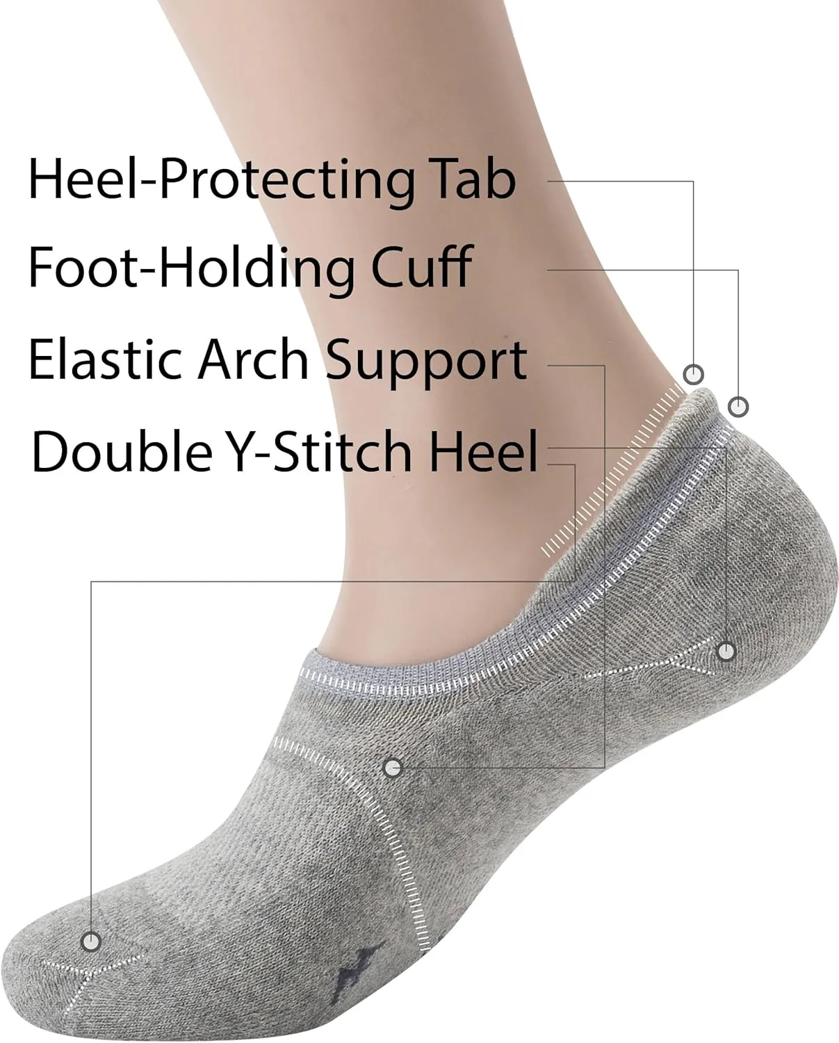 Pro Mountain Wide Toe Box No Show Running Socks For Health Unisex Arch Support Athletic Workout Heel Tab 6 Pack Size S to L