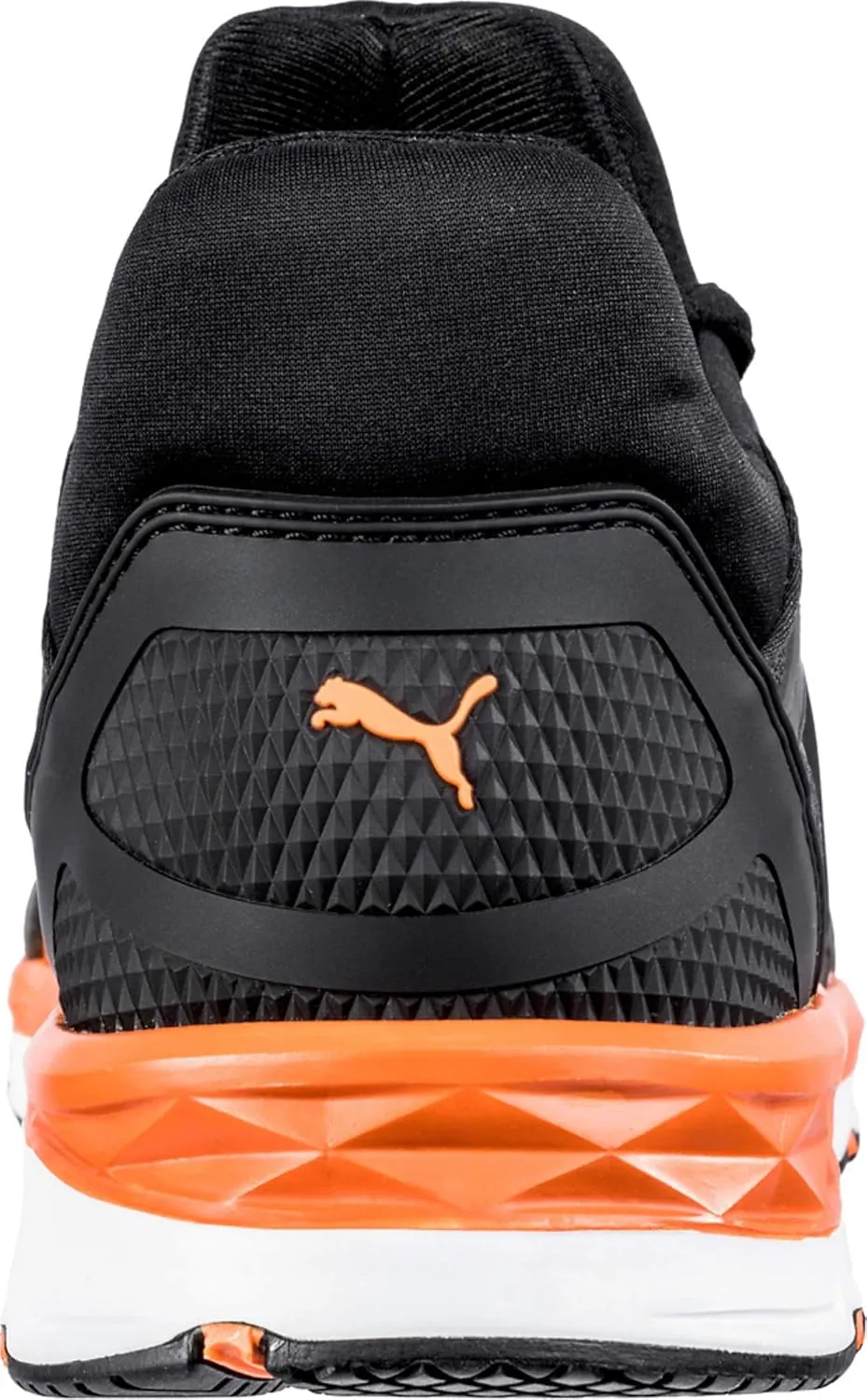 PUMA Men's Rush 20 Mid Industrial Shoe, Black-Orange, 9.5