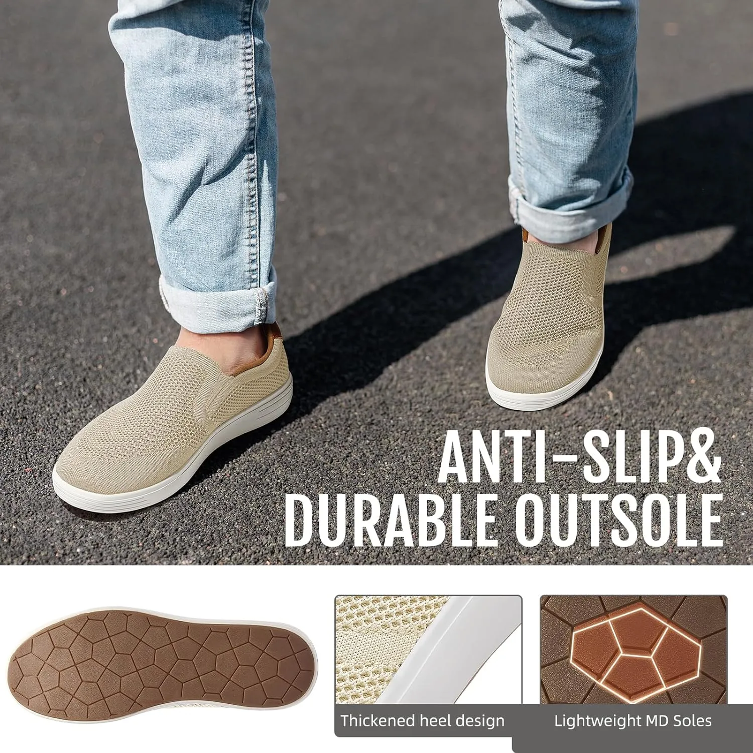 Puxowe Men's Casual Slip On Walking Shoes Mesh Comfortable Loafer