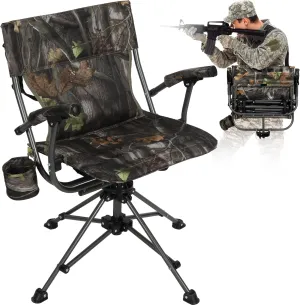 REDCAMP 360 Degree Swivel Hunting Chair for Blinds, Folding Hunting Seats with Armrest for Camping Backpacking Fishing