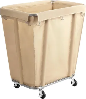 Rengue Commercial Laundry Cart on Wheels, Large 320L Laundry Sorter, Rolling Hamper with Waterproof Oxford Bag & Heavy-Duty Steel Frame, 260 lbs Capacity, Beige