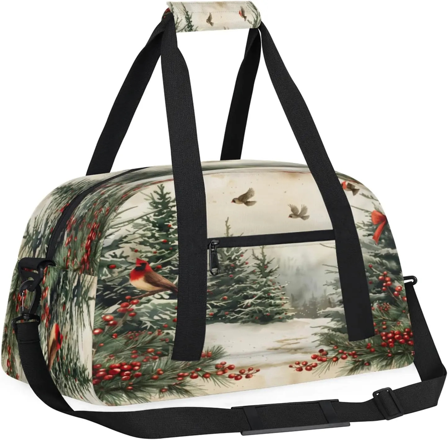 Retro Christmas Small Gym Bag 18 inch Carry On Duffel Bag for Weekender Travel Sports Workout Yoga Gymnastics Dance Ballet