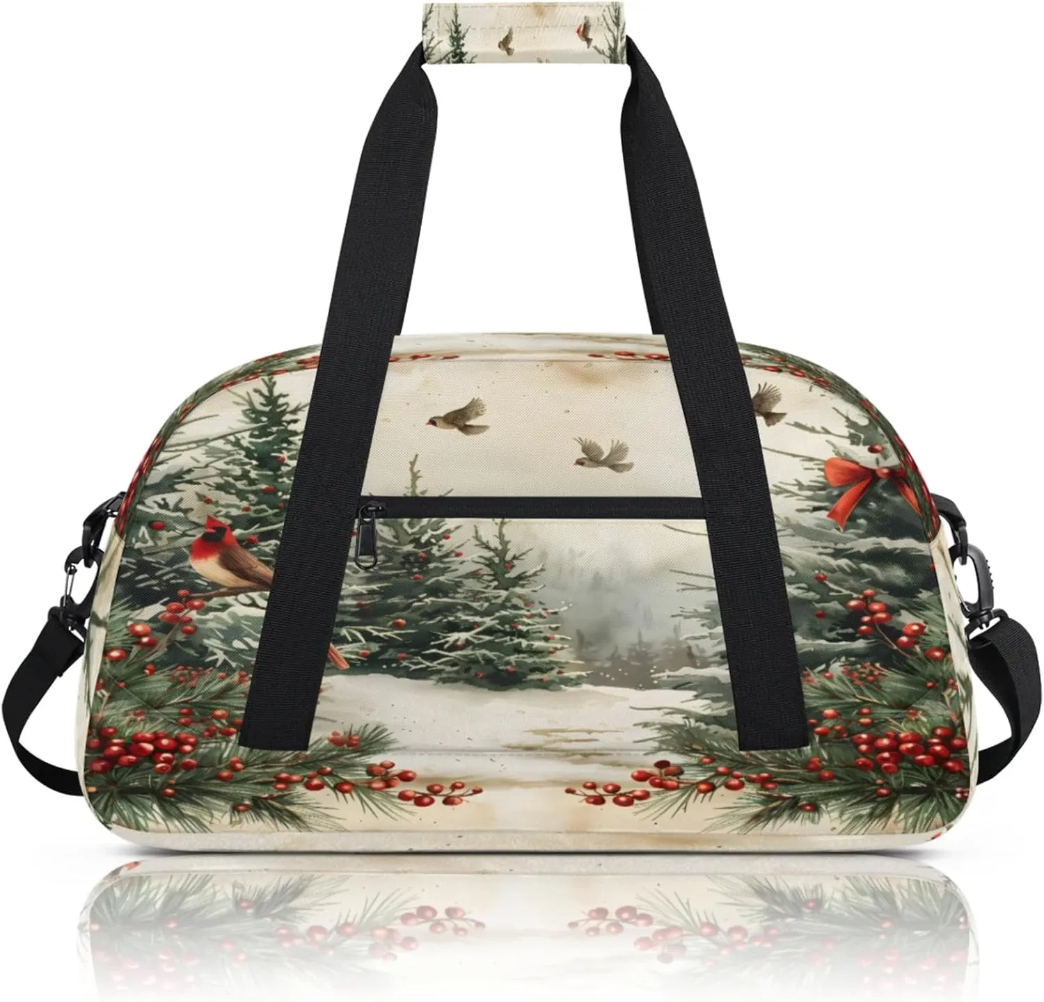 Retro Christmas Small Gym Bag 18 inch Carry On Duffel Bag for Weekender Travel Sports Workout Yoga Gymnastics Dance Ballet